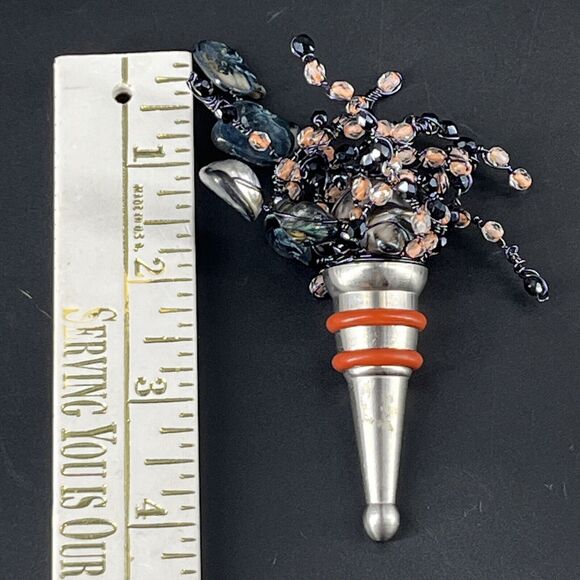 Beaded Glass Wine Bottle Stoppers with Tiny Wire Abstract Glass Beads Multicolor - Picture 8 of 11